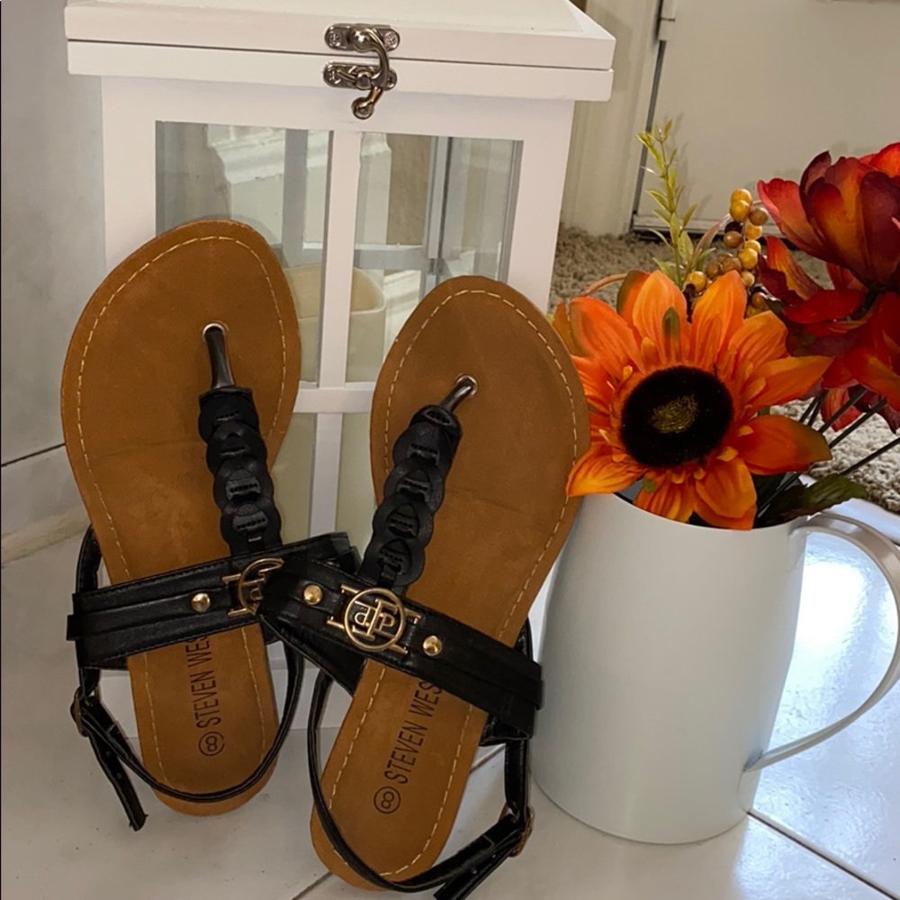 Black and brown sandals